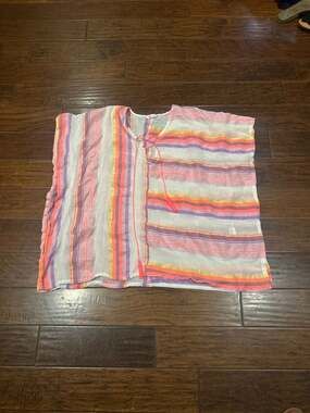 Penti Striped Lace-Up Beach Cover-Up Kaftan Size S/M